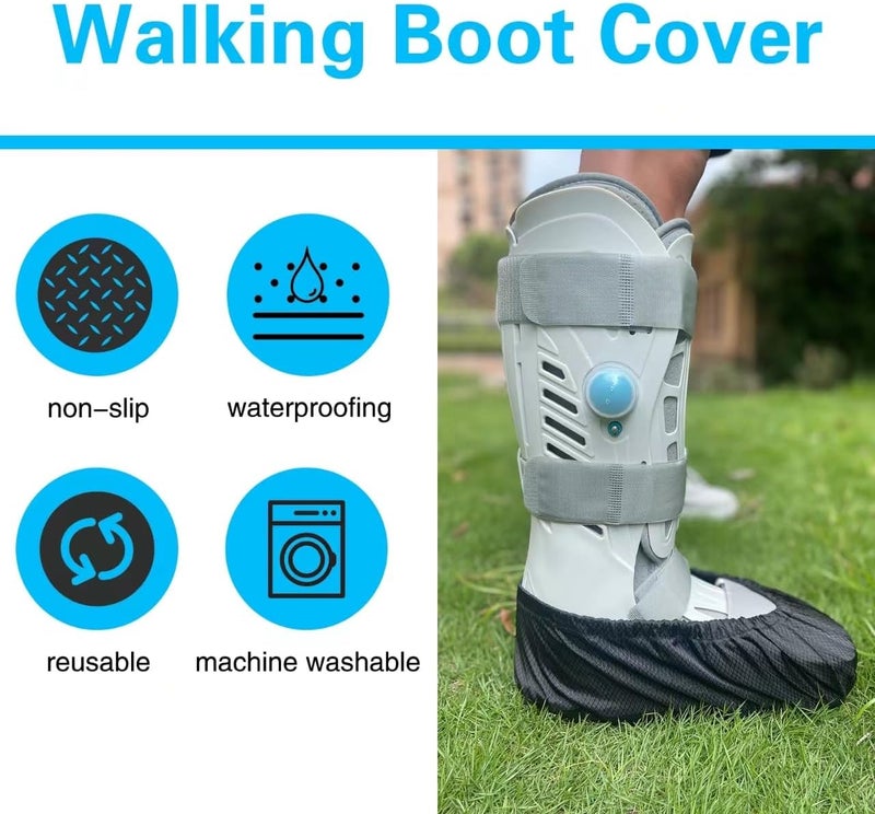 Ioryzek 2 pcs Air Cam Walking Boot Covers, Fracture Medical Cast Boots Shoe Covers for Broken Foot Ankle Recovery With Waterproof Anti-slip and Washable (X-Large) - Image 5